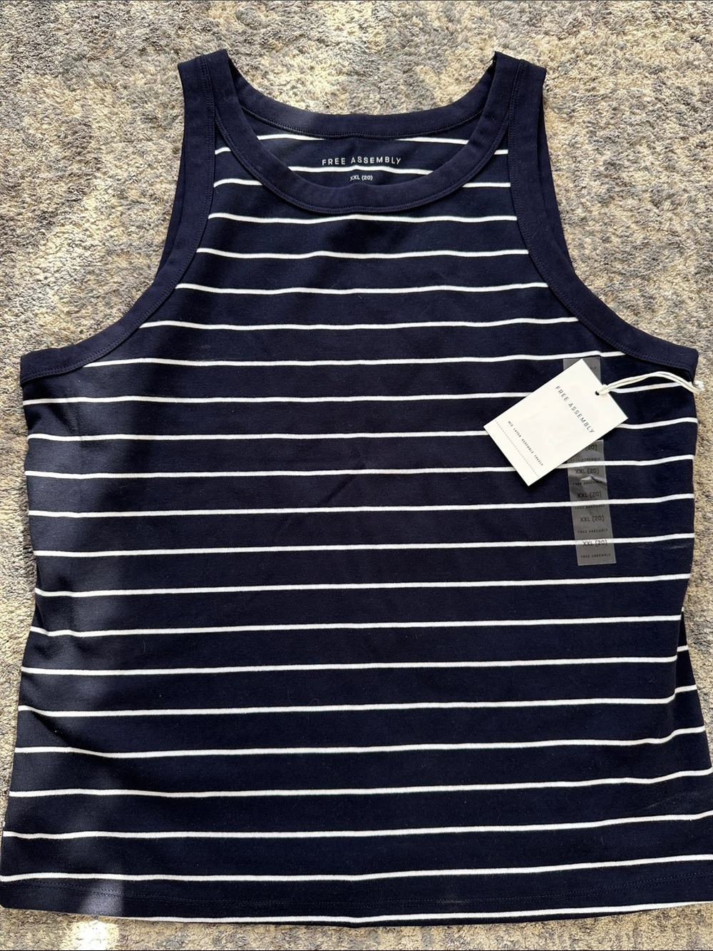 Free Assembly Women's Navy Striped Tank Top
